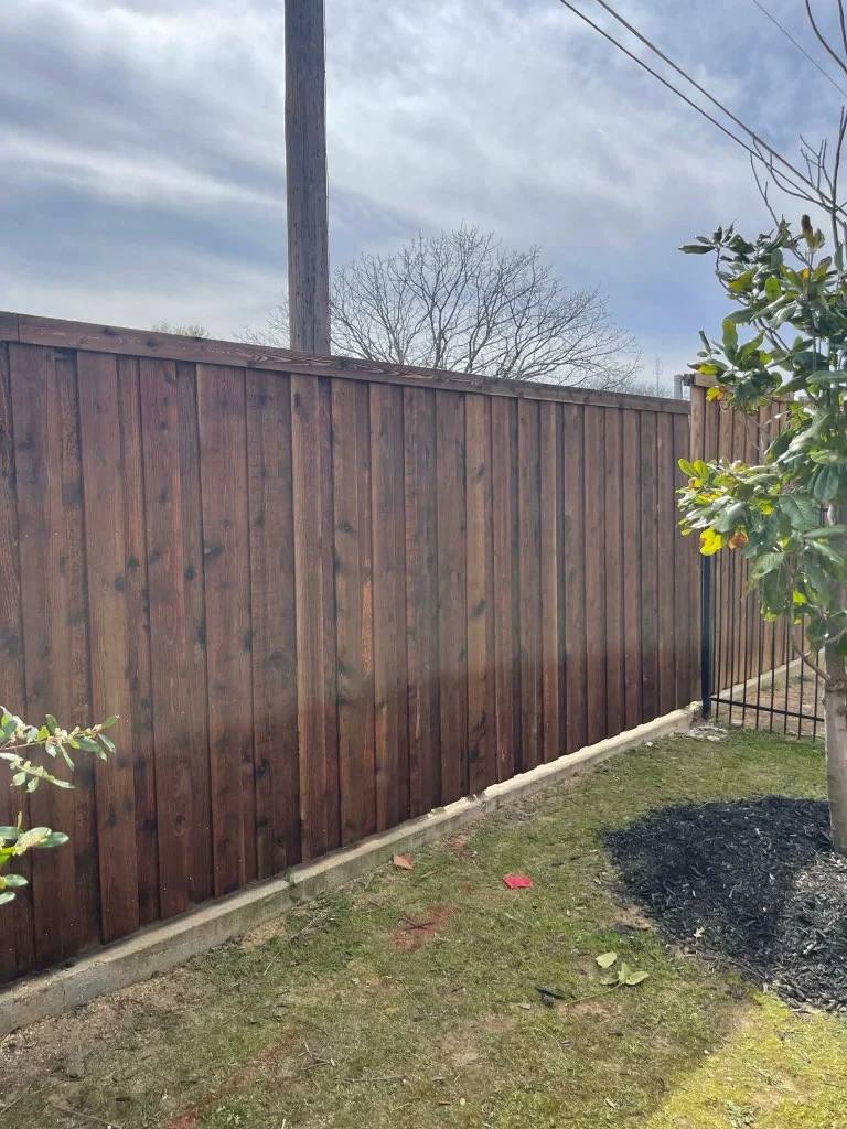 Stained cedar privacy fence
